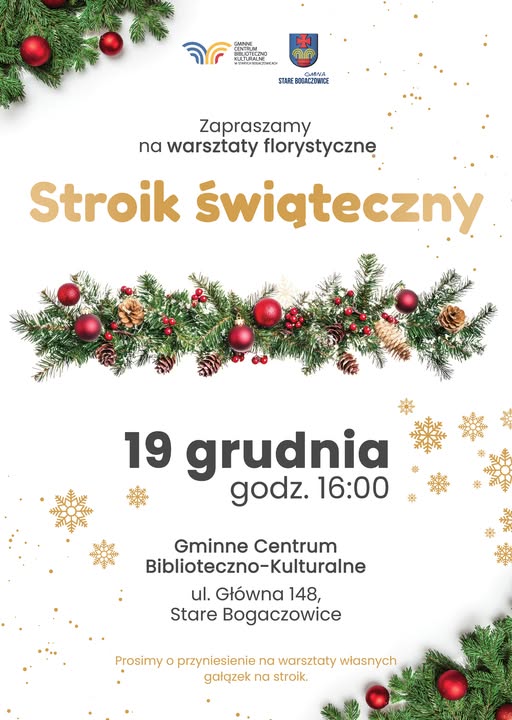 Warsztaty florystyczne - stroik świąteczny.
